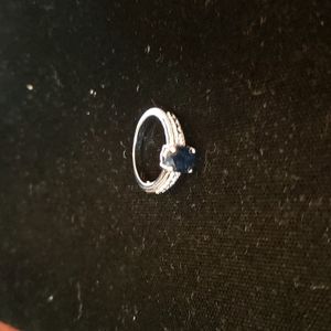 Silver tone Sapphire Size 6 Ring Costume Jewelry